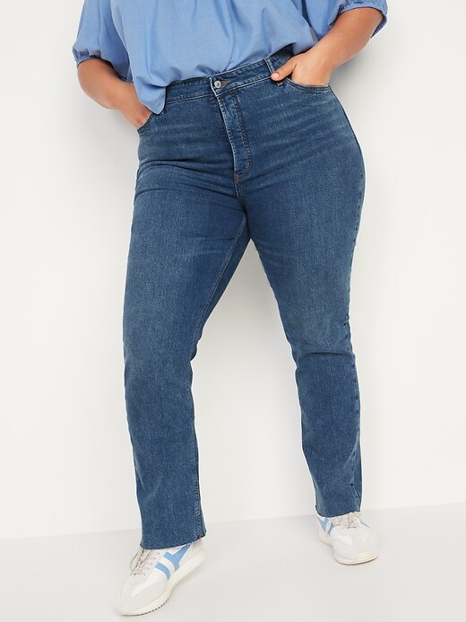 Image number 7 showing, Extra High-Waisted Button-Fly Kicker Boot-Cut Ripped Cut-Off Jeans