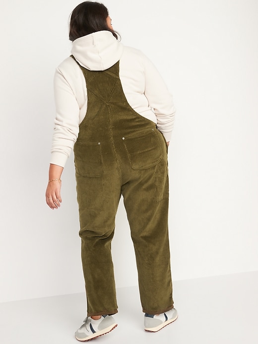 Image number 8 showing, Slouchy Straight Button-Fly Corduroy Workwear Overalls for Women