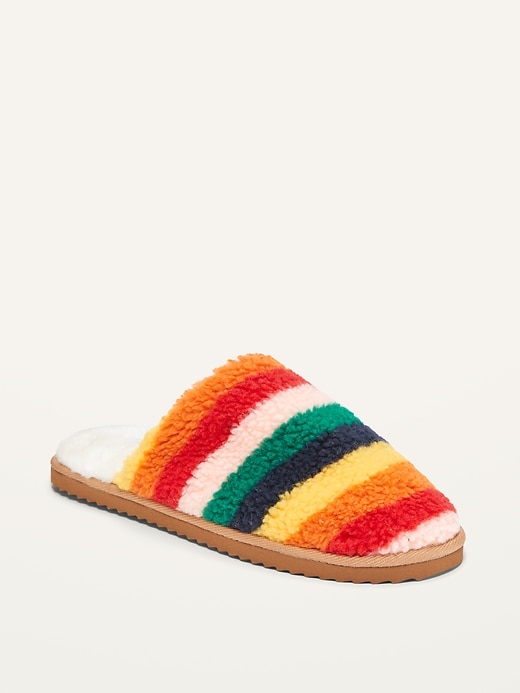 View large product image 1 of 1. Faux-Fur-Lined Sherpa Slippers