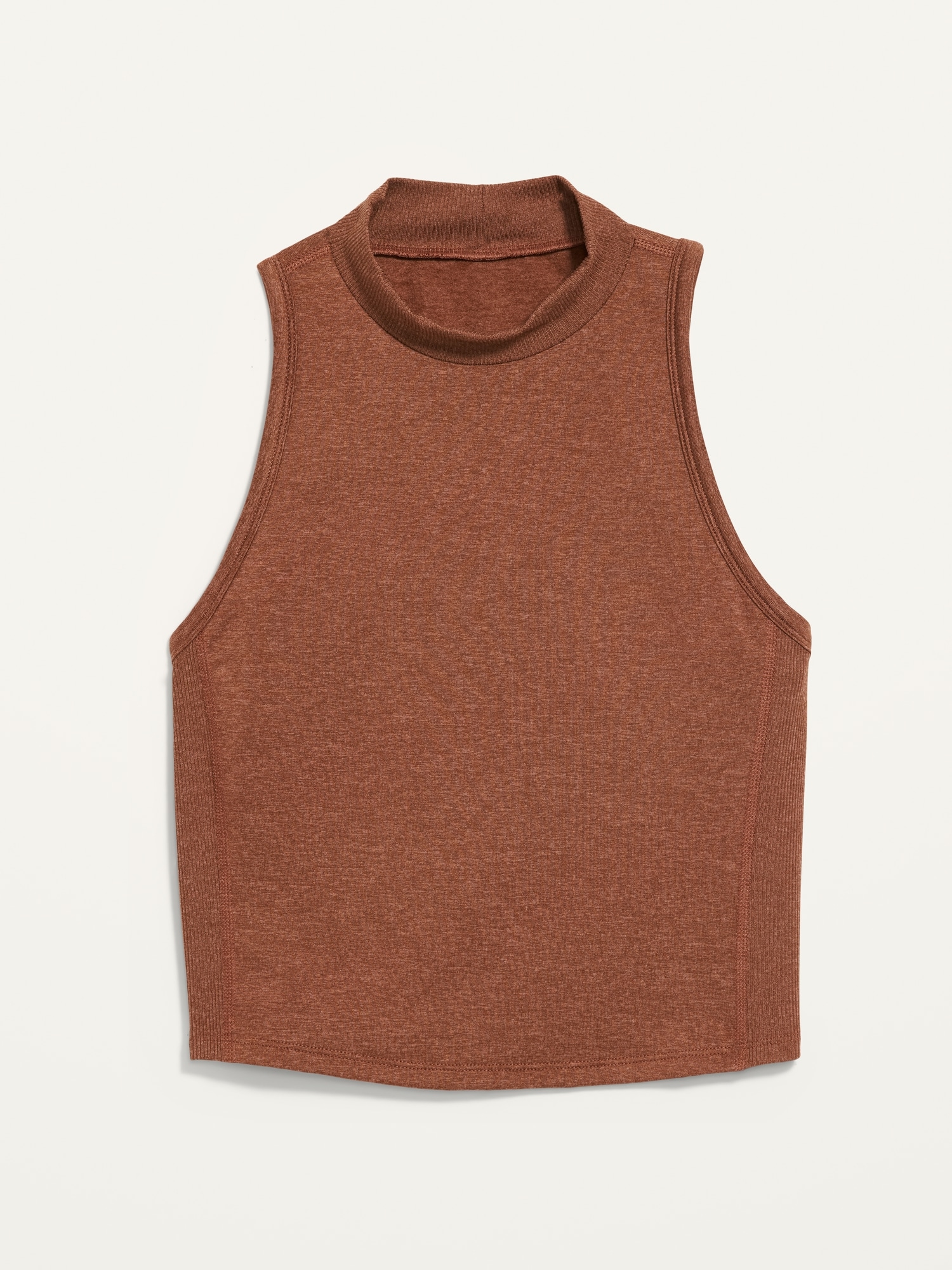 Old Navy - CozeCore Mock-Neck Cropped Rib-Paneled Top for Women red