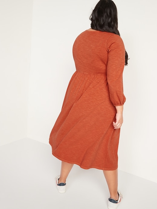 Image number 8 showing, Long-Sleeve Fit & Flare Slub-Knit Midi Dress
