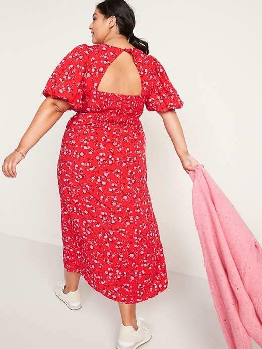 Image number 8 showing, Puff-Sleeve Floral Maxi Shift Dress for Women