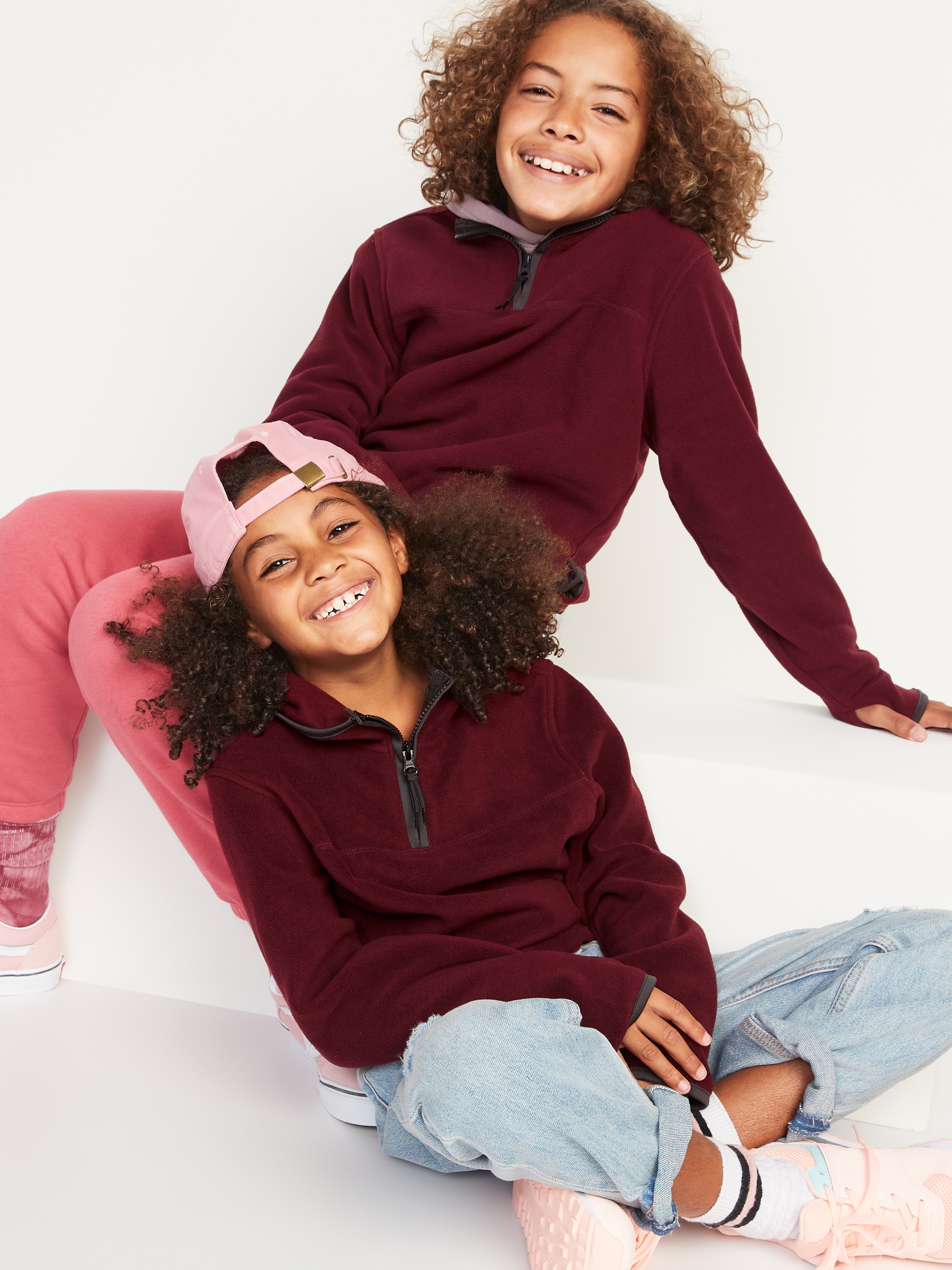 Gender-Neutral Quarter-Zip Microfleece Hoodie For Kids | Old Navy