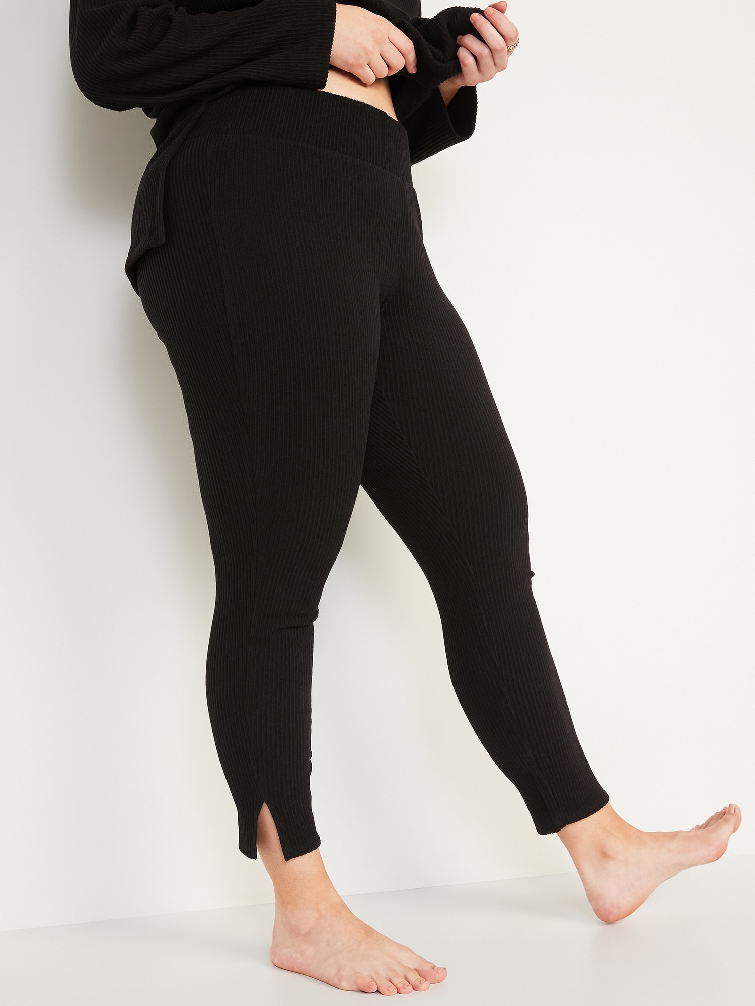 High-Waisted Cozy Rib-Knit Lounge Leggings | Old Navy