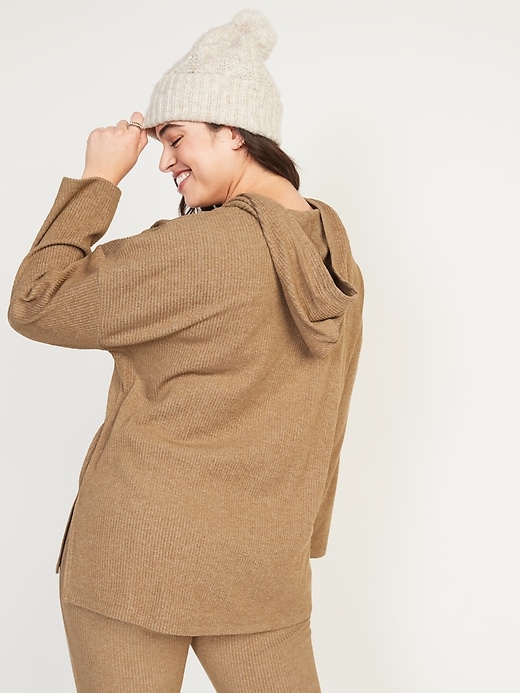 Image number 2 showing, Cozy Oversized Rib-Knit Tunic Hoodie