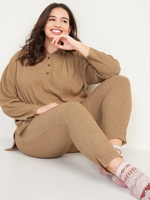Image number 3 showing, High-Waisted Cozy Rib-Knit Lounge Leggings