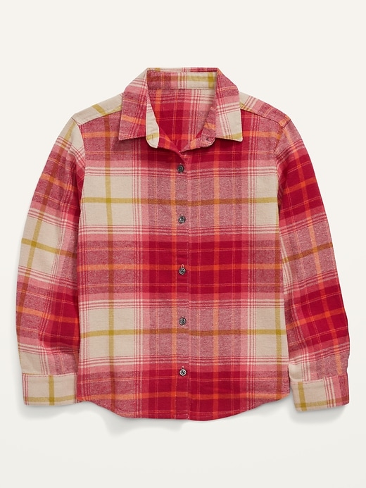 View large product image 1 of 1. Cozy Long-Sleeve Button-Front Plaid Shirt for Girls