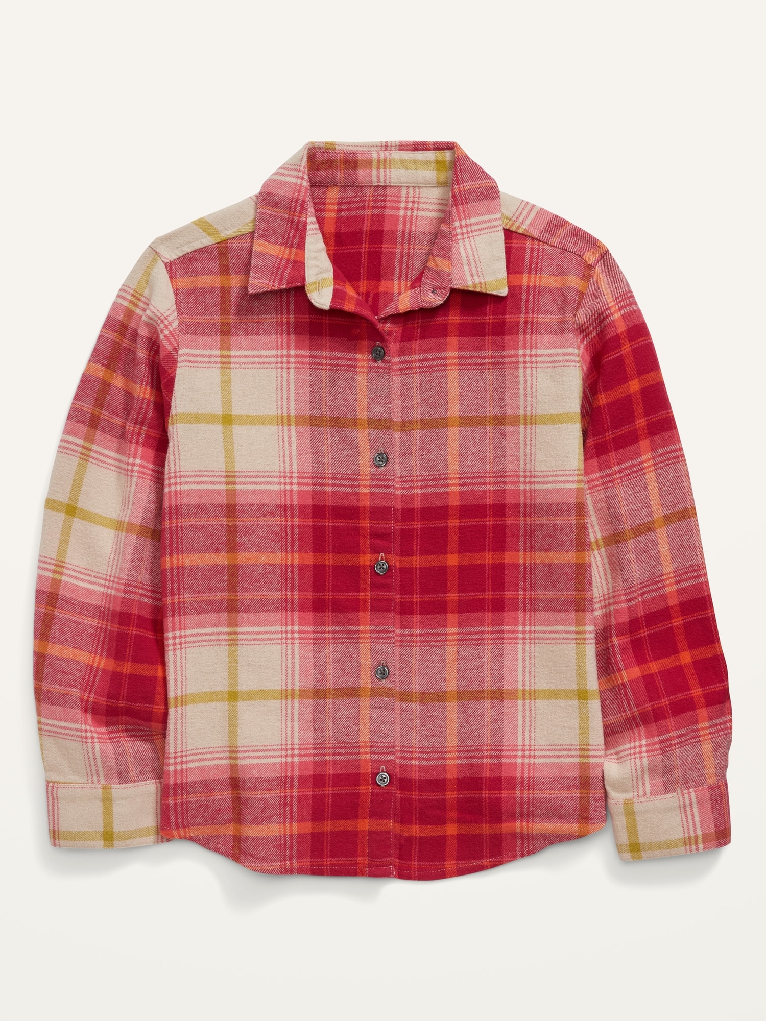 Cozy Long-Sleeve Button-Front Plaid Shirt for Girls | Old Navy