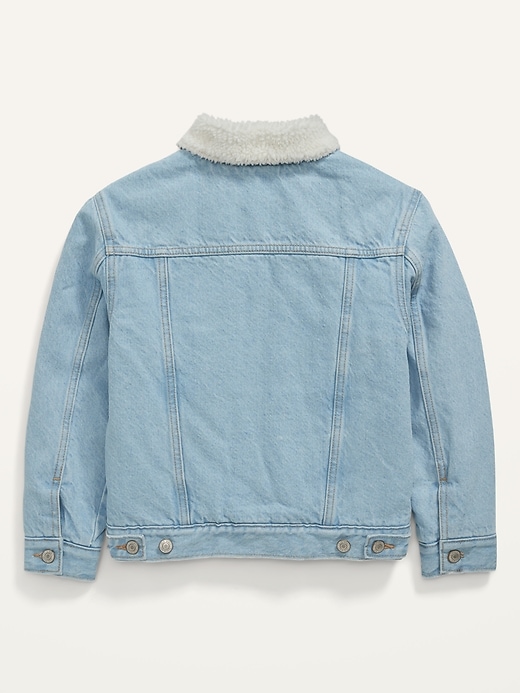View large product image 2 of 2. Gender-Neutral Oversized Sherpa Jean Trucker Jacket for Kids