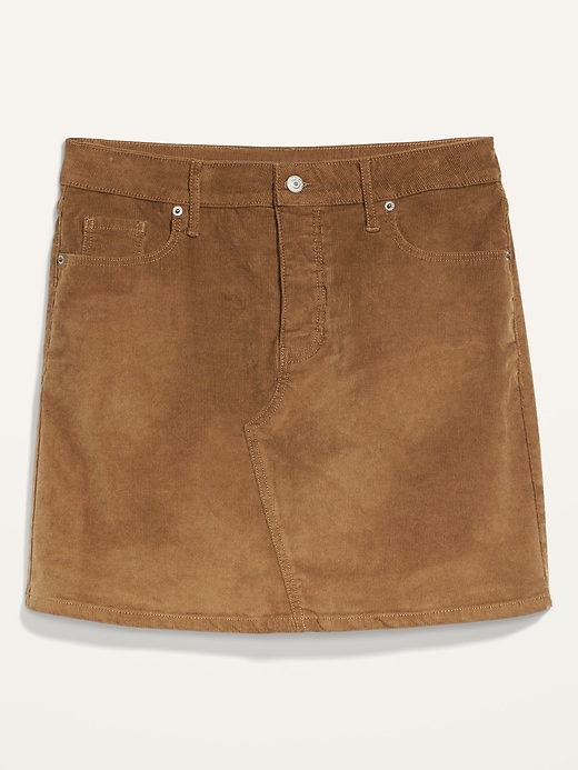 Image number 4 showing, High-Waisted Button-Fly Corduroy Mini Skirt