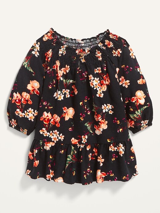 View large product image 1 of 3. Smocked Floral-Print Dress for Baby