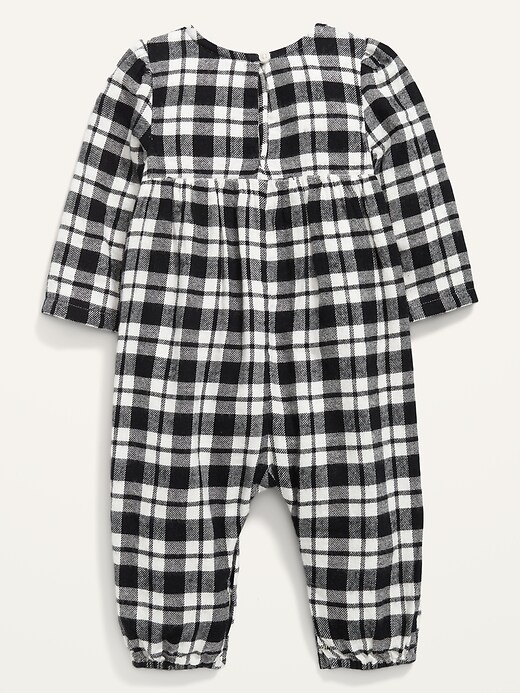 View large product image 2 of 3. Smocked Plaid Flannel One-Piece for Baby