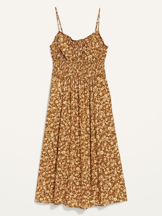 Image number 4 showing, Sleeveless Fit & Flare Smocked Floral-Print Midi Cami Dress for Women