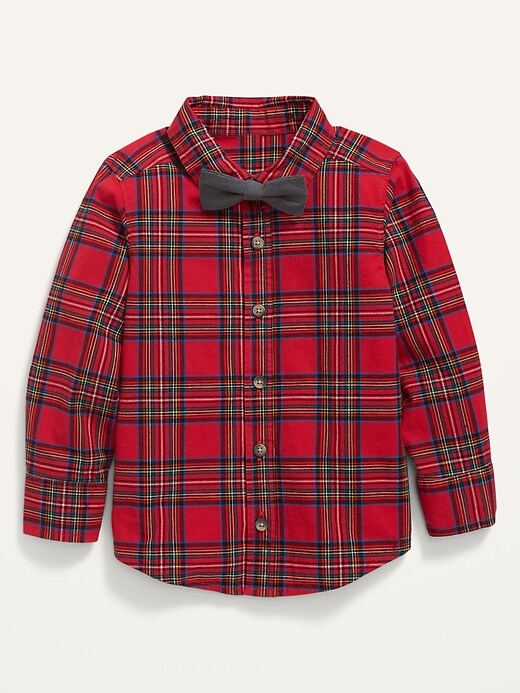 Old Navy Plaid Built-In Flex Shirt & Bow-Tie Set for Toddler Boys. 1