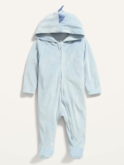 View large product image 1 of 3. Unisex Dinosaur Velour Sleep & Play Footed One-Piece for Baby