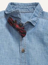View large product image 3 of 3. Chambray Dress Shirt & Plaid Bow-Tie Set for Baby