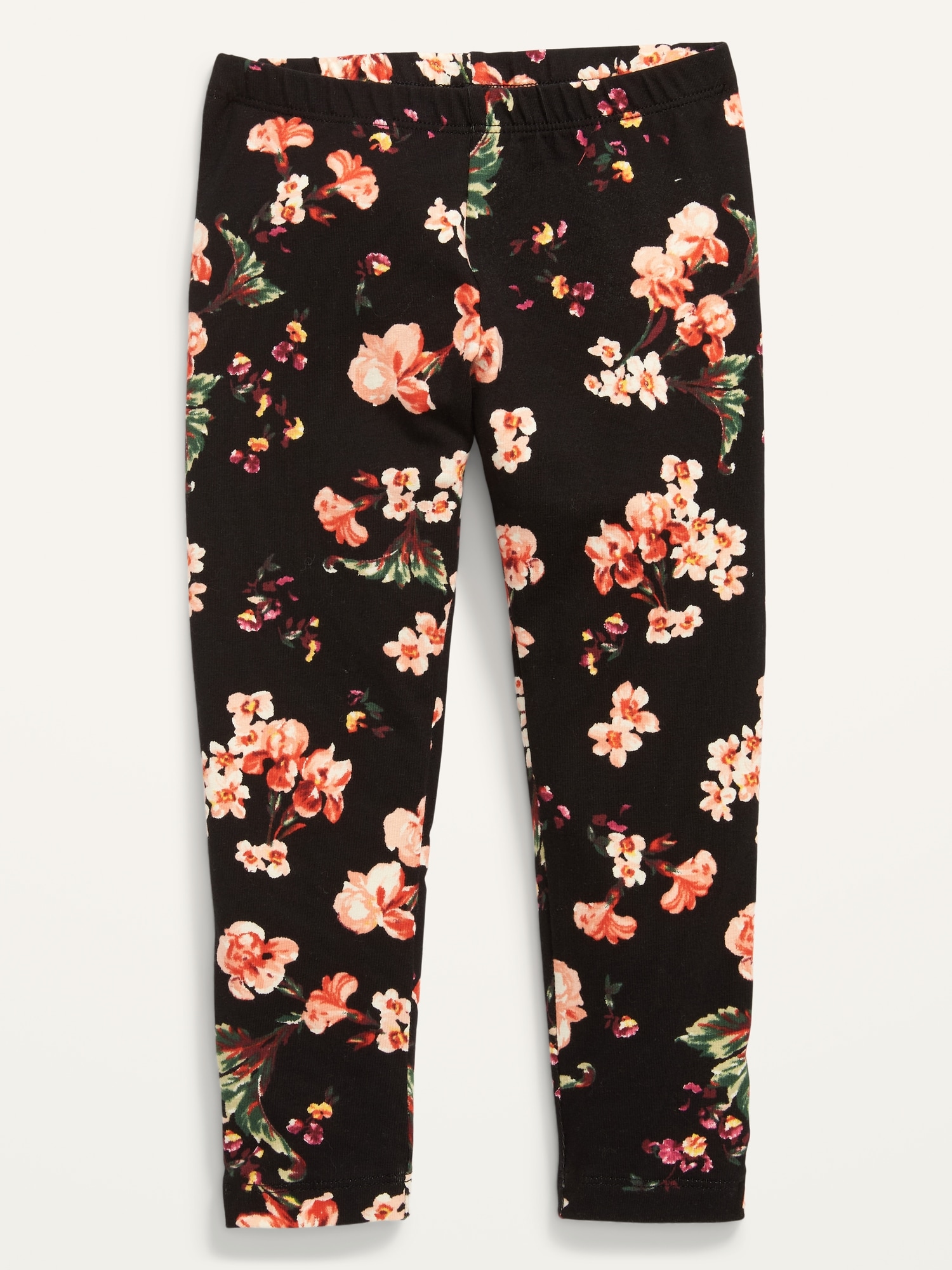 Girls Leggings Size Large 10 - 12 Stretch Pants Floral Navy