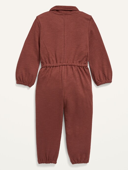 View large product image 2 of 2. Textured-Knit Utility-Pocket Jumpsuit for Toddler Girls