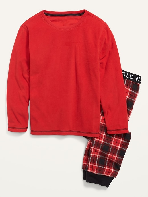 View large product image 2 of 3. Microfleece Pajama T-Shirt & Pajama Joggers For Boys