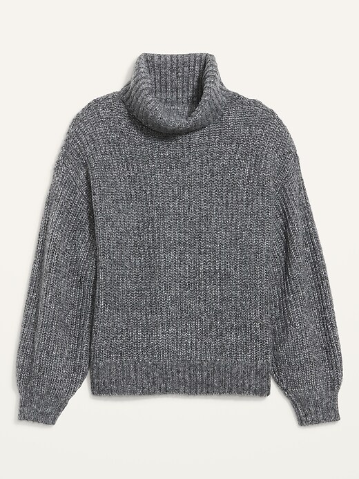 Image number 4 showing, Heathered Shaker-Stitch Turtleneck Sweater for Women