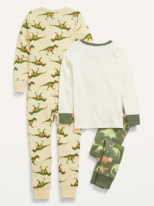 View large product image 2 of 2. Unisex Dinosaur Graphic 3-Piece Pajama Set for Toddler & Baby