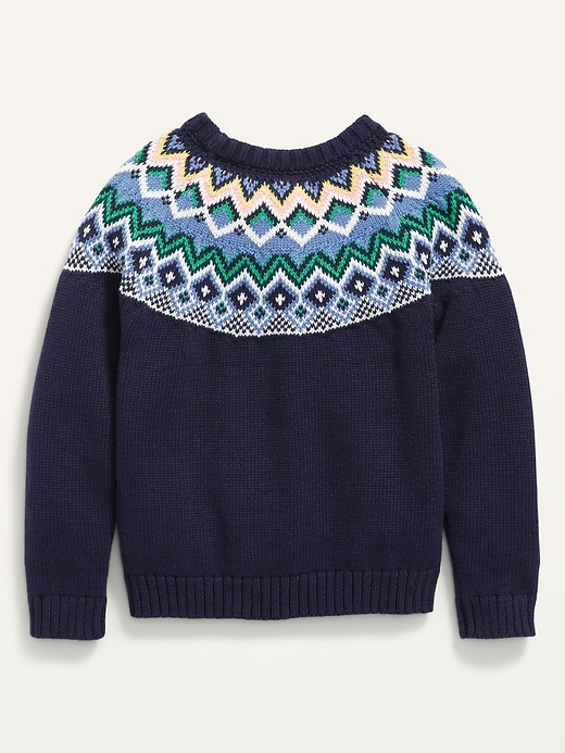 View large product image 2 of 2. Cozy Fair Isle Crew-Neck Sweater for Toddler Girls