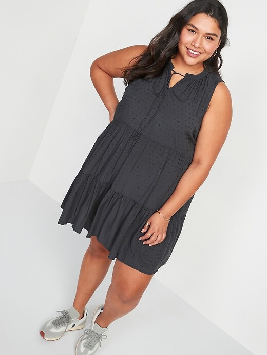 Image number 7 showing, Sleeveless Tiered Clip-Dot Mini Swing Dress