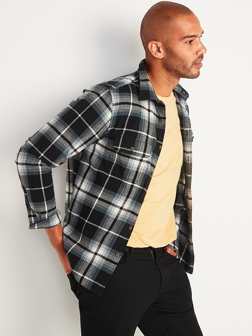 View large product image 1 of 1. Regular-Fit Patterned Flannel Shirt