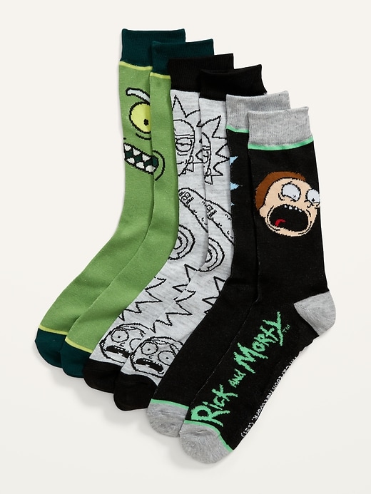 View large product image 1 of 1. Rick and Morty&#153 Gender-Neutral Socks 3-Pack for Adults
