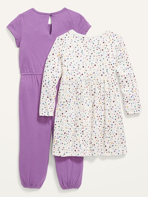View large product image 2 of 2. Long-Sleeve Dress & Jumpsuit Set for Toddler Girls