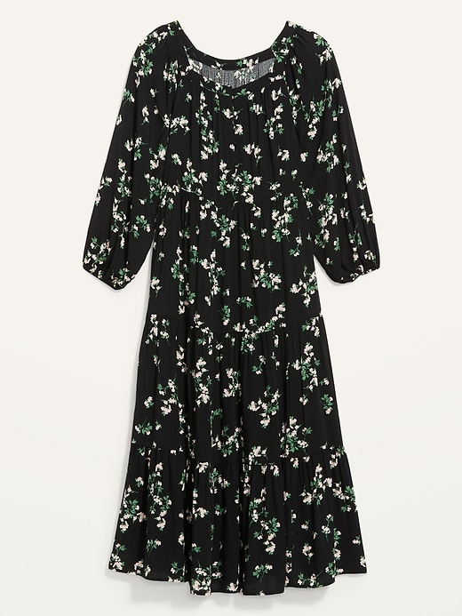 Image number 3 showing, Long-Sleeve Tiered Floral Maxi Swing Dress