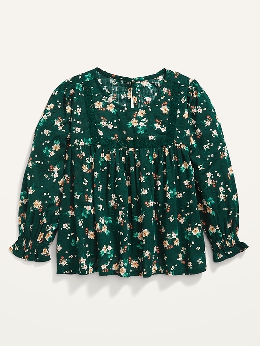 Floral-Print Clip-Dot Lace-Trim Top for Toddler Girls | Old Navy