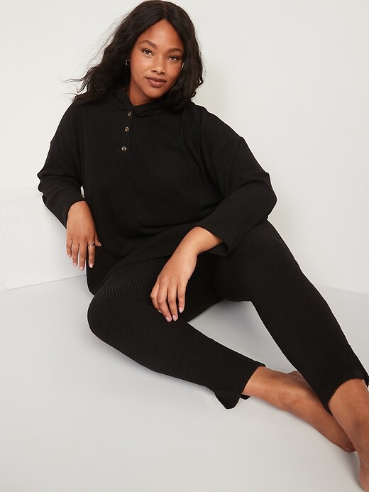 Image number 3 showing, Cozy Oversized Rib-Knit Tunic Hoodie