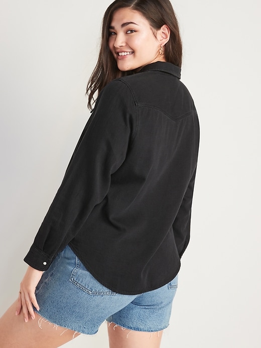 Image number 2 showing, Black Western Jean Shirt for Women