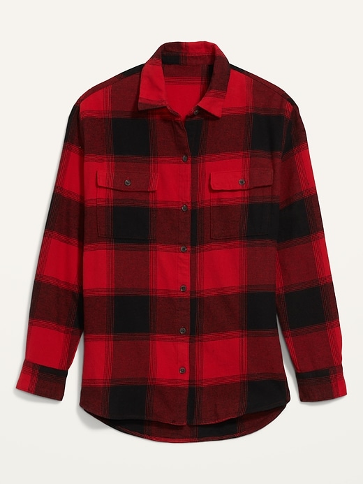 Image number 4 showing, Oversized Plaid Flannel Boyfriend Tunic Shirt