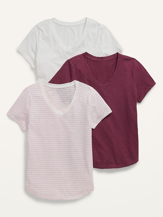 Image number 4 showing, EveryWear V-Neck T-Shirt 3-Pack for Women