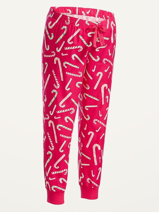 Image number 4 showing, Maternity Matching Print Flannel Jogger Pajama Pants