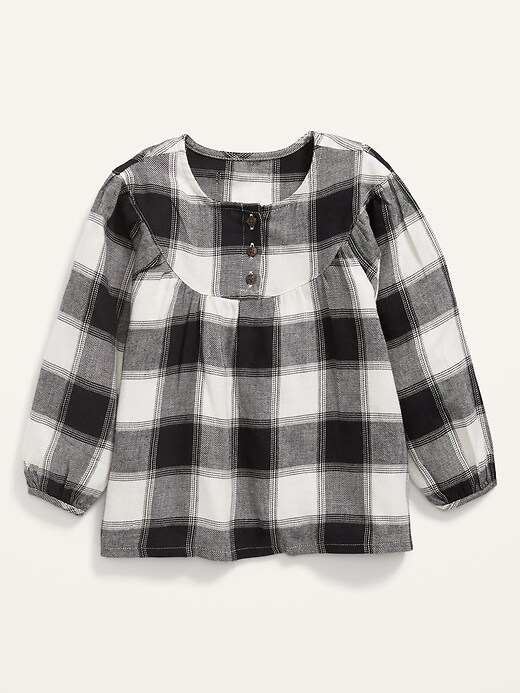 Old Navy Plaid Flannel Babydoll Tunic Top for Toddler Girls. 1