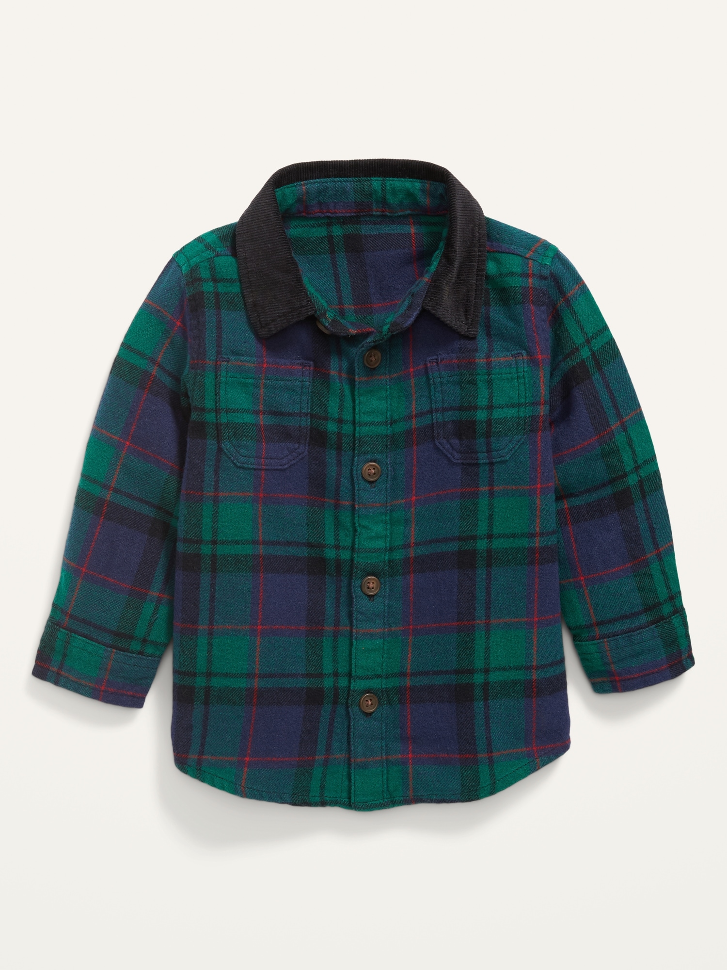 Unisex Corduroy Collar Plaid Flannel Shirt for Baby | Old Navy