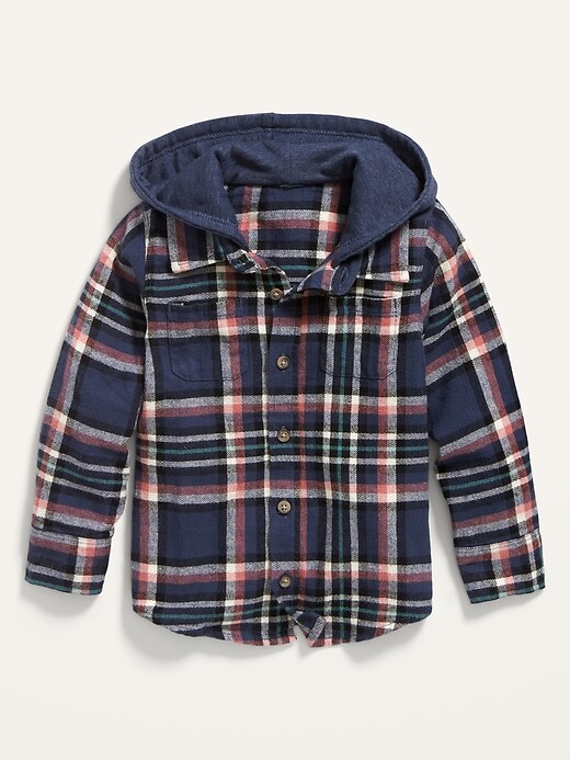 Old Navy - Unisex 2-in-1 Hooded Plaid Flannel Shirt for Toddler