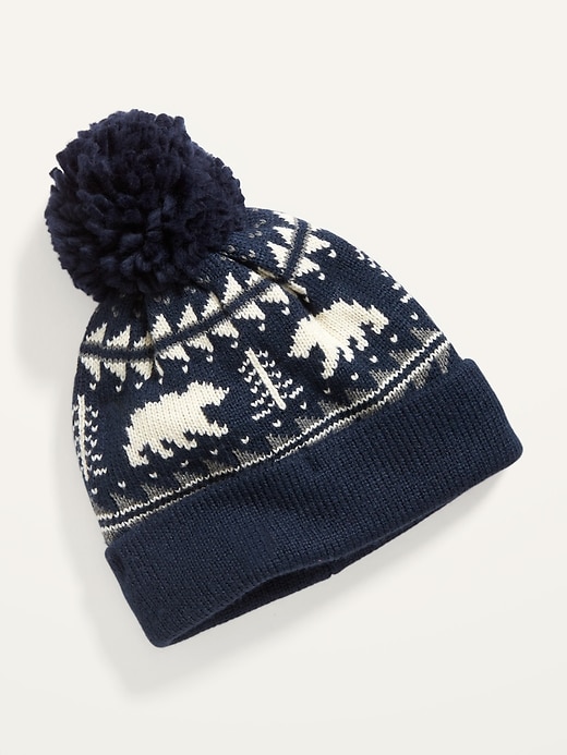 View large product image 1 of 1. Unisex Fair Isle Pom-Pom Beanie Hat for Toddler