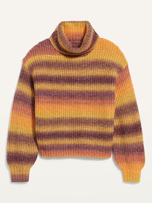 Image number 4 showing, Striped Shaker-Stitch Turtleneck Sweater for Women