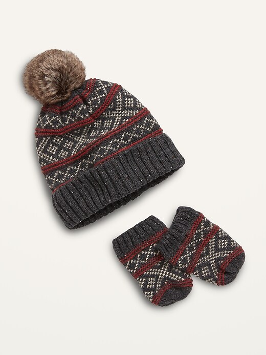 View large product image 1 of 1. Unisex Critter Beanie and Mittens Set for Baby