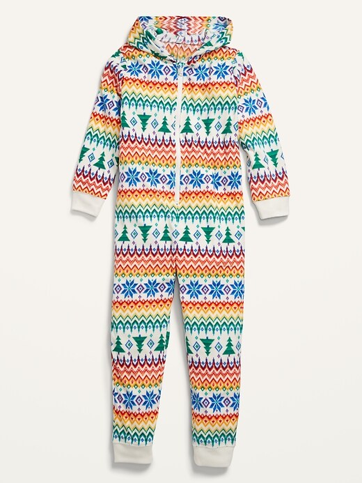 Old Navy Gender-Neutral Matching Family Hooded Printed One-Piece Pajamas for Kids. 1