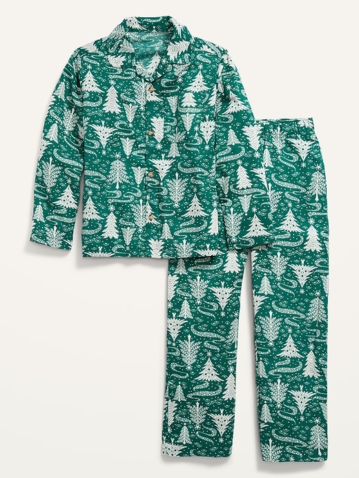 Gender-Neutral Matching Holiday-Themed Flannel Pajama Set for Kids
