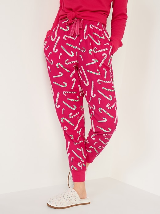 Image number 5 showing, Printed Flannel Jogger Pajama Pants for Women