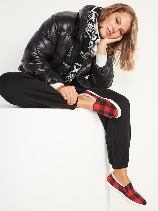 Image number 2 showing, Sherpa-Lined Buffalo Plaid Slip-On Sneakers
