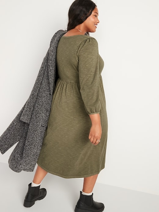 Image number 8 showing, Long-Sleeve Fit & Flare Slub-Knit Midi Dress