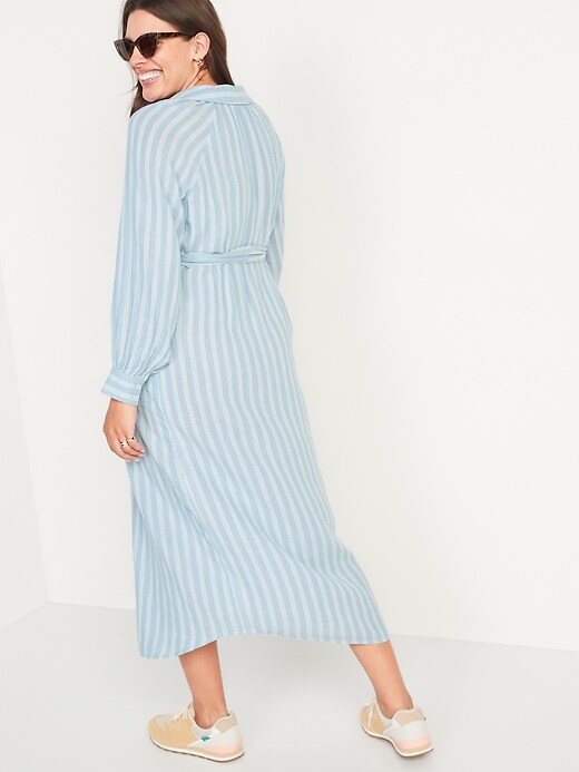 Image number 2 showing, Maternity Long-Sleeve Waist-Defined Midi Shirt Dress