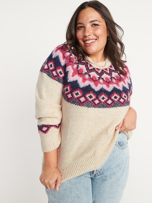 Image number 7 showing, Crew Neck Fair Isle Sweater for Women